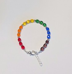 Czech Glass Beads Rainbow Colors Bracelet. Red Orange Yellow Green Blue Purple