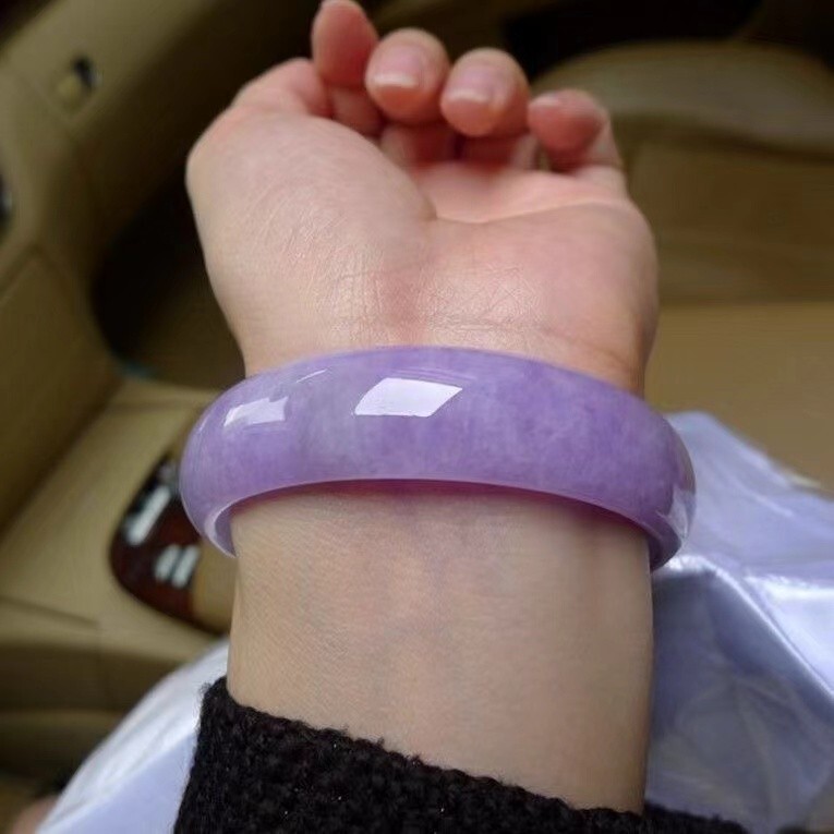 Certified Natural AAA Ice purple Myanmar Jade jadeite bracelets bangle 57MM gallery