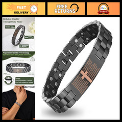 Magnetic Cross Bracelet for Men – Adjustable Ultra Strength Copper Design