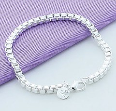 Women’s Fashion Jewelry 925 Silver Plated Small Box Chain Bracelet 25-3