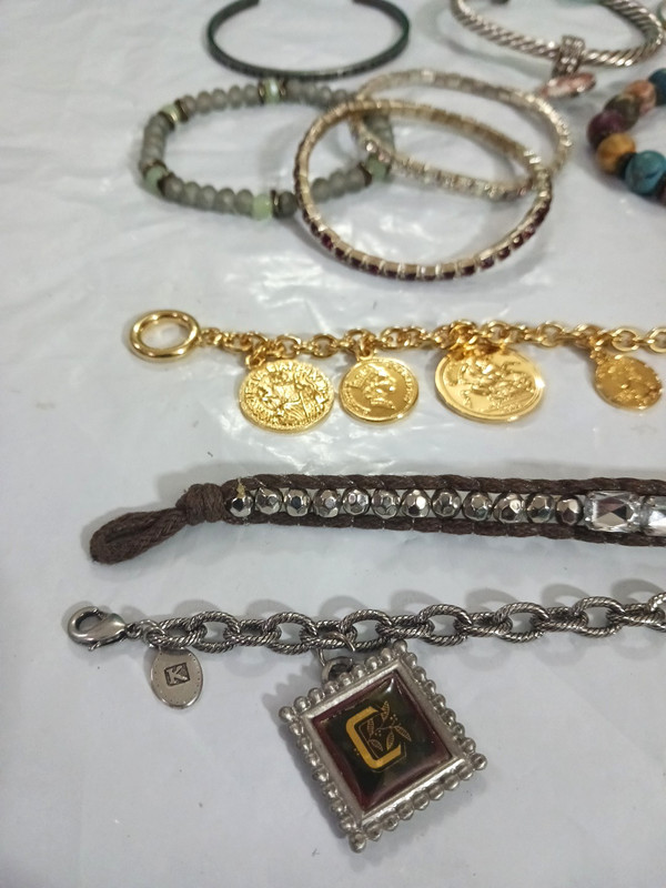 Bracelets lot 14 tennis, cuff, beaded, rhinestone, chain, toggle button, vintage gallery