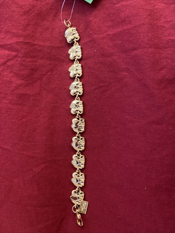 NWT Lilly Pulitzer Gold Elephant Dangle Charm Bracelet Lobster Closure 7.25” gallery
