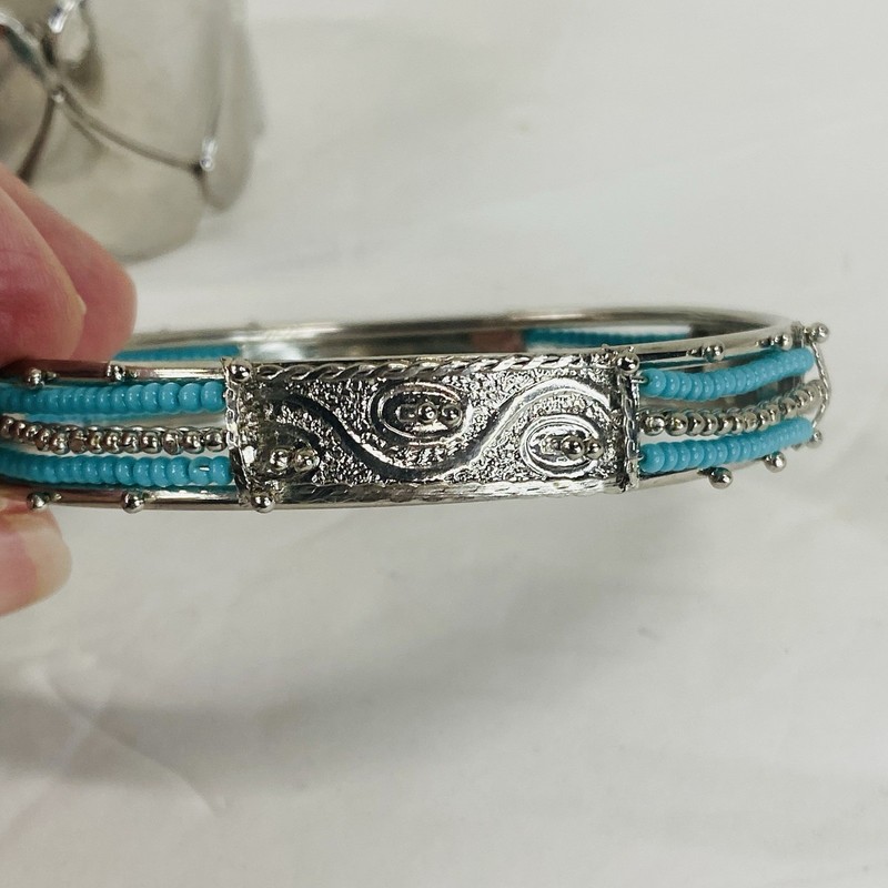 Bracelet Lot Silver Tone Hearts Turquoise Braided Woven Mixed Metal Costume gallery