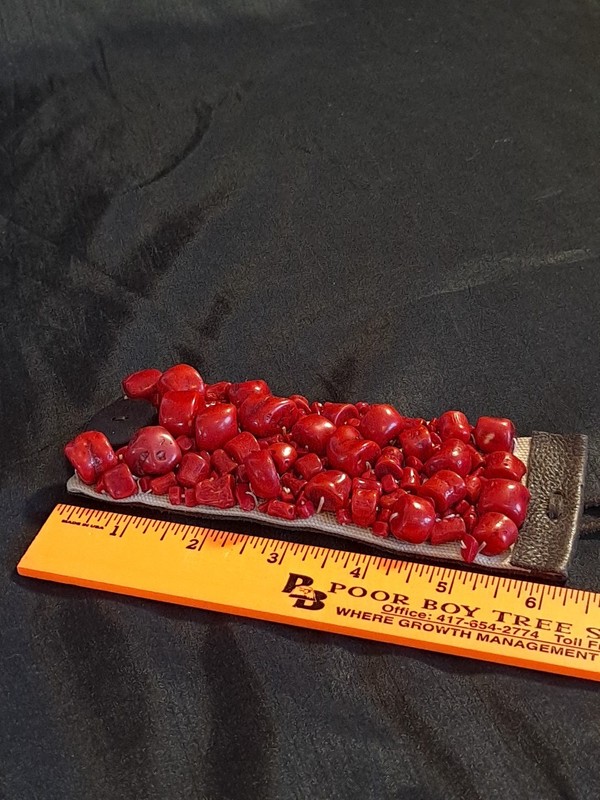 Lucky Brand Wide Red Faceted Chunky Boho Bead Woven Wrap Bracelet Large gallery