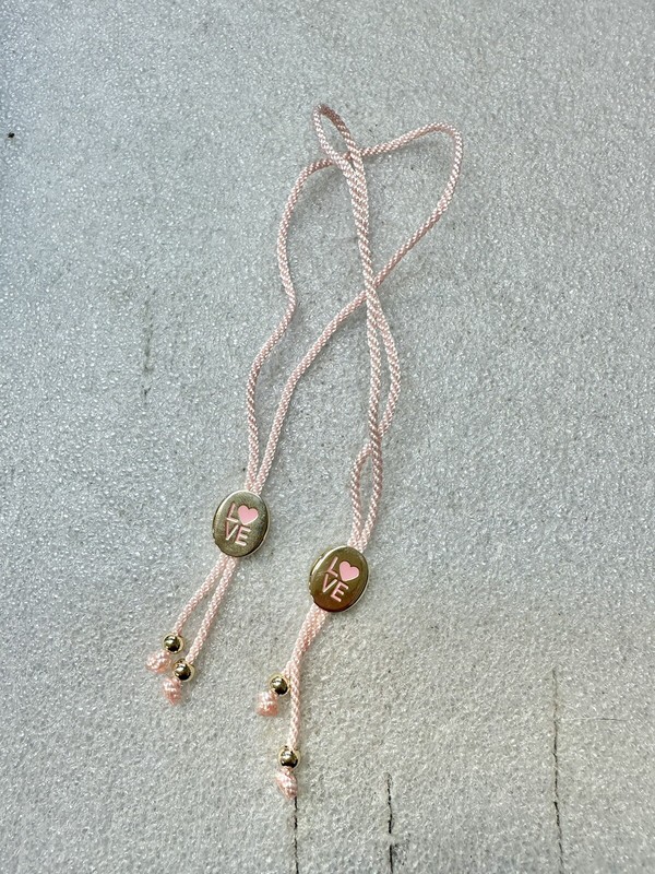 2 Ralph Lauren Polo Pink Drawstring Golden Love Bracelets gallery