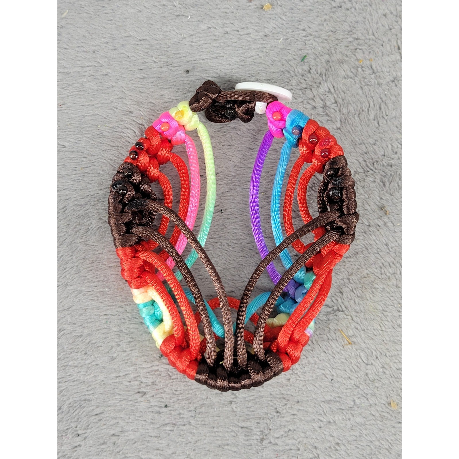 Handmade Macrame Friendship Bracelet Rainbow Colors Button Closure gallery