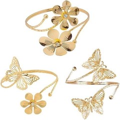 Silver Butterfly Arm Cuff Upper Arm Band Bracelet Bangle for Women,Adjustable