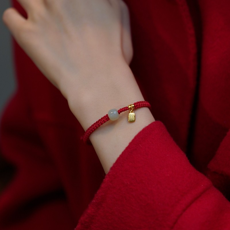 Red Hand Woven Red String Lucky Pendant Bracelet Couple Bracelet Birthday Gift gallery