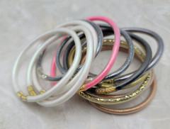 PVC Plastic Buddhist Bangle Bracelet Multicolor Glitter Blessed Lot Of 12 8 Inch