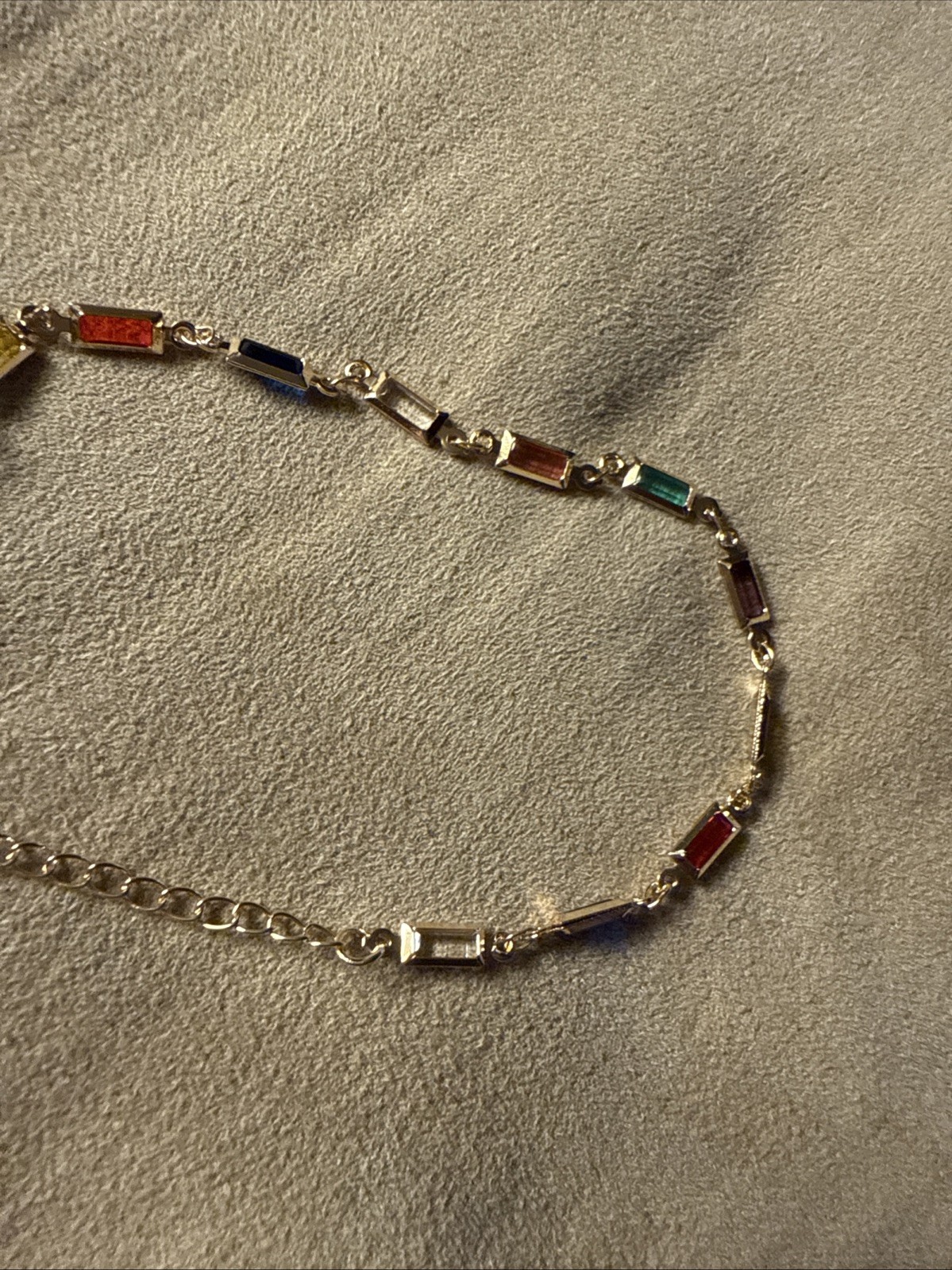 Multi Colored Glass Stones Rectangular Gold 8” Bracelet gallery