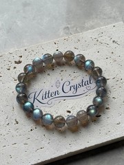Natural Gray Moonstone Bracelet 8mm Beaded Crystal Stretch Gift for Women