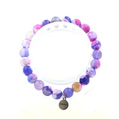 Minerals and Precious Stones Agate Beads Bracelet Dragon Veins Fuchsia A Bijoux