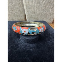 Sequin Nordstrom Multicolor Orange Gold Tone Statement Enamel Bangle Bracelet #2