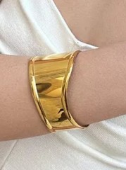 18k Gold Plated Tall Curve Cuff Bracelet