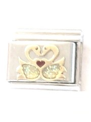 Authentic Talexia Italian Charm Swan Heart Love Classic 9mm Link R132