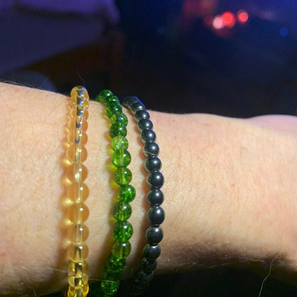 Natural 4mm Peridot Stone Bracelet Green Crystal Beads Stretch Bracelet Handmade gallery