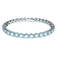 Swarovski Matrix Tennis Bracelet, Round Cut, Blue, Rhodium Plated, Large 5648929