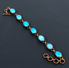 Turquoise Handmade Gemstone Copper Electroformed Everyday Jewelry Bracelet