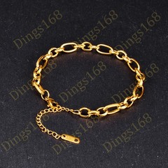 Genuine 18K Yellow Gold Filled High-Polished irregular Link Chain Bracelet H275