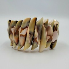 Coastal Wide Chunky Cuff Bracelet Sea Shell Boho Bangle Stretch Natural Conch