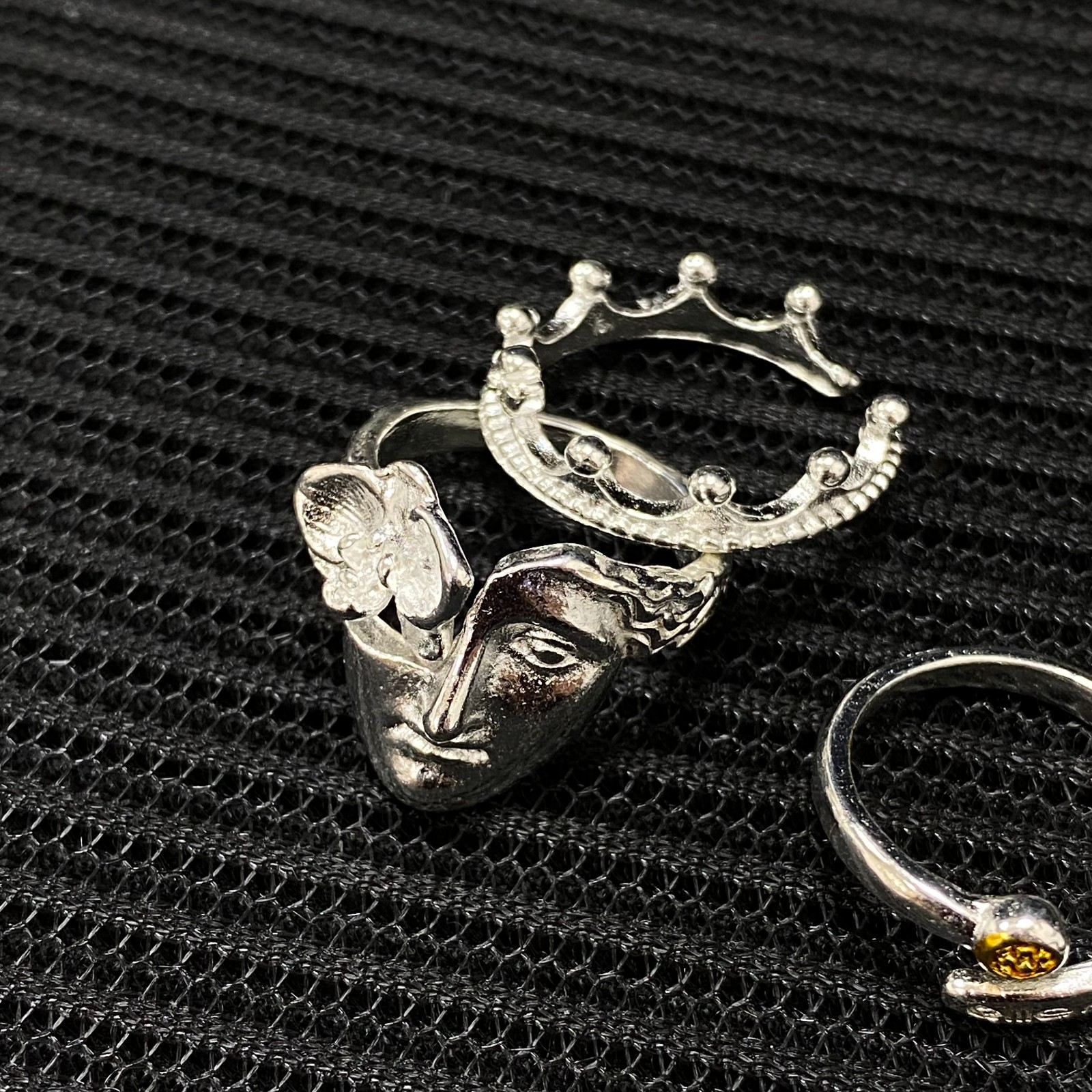 Silver-tone open ring set gallery