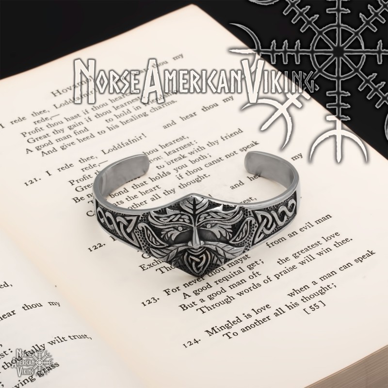 Viking Celtic Green Man Cuff Bracelet 316L Stainless Steel gallery
