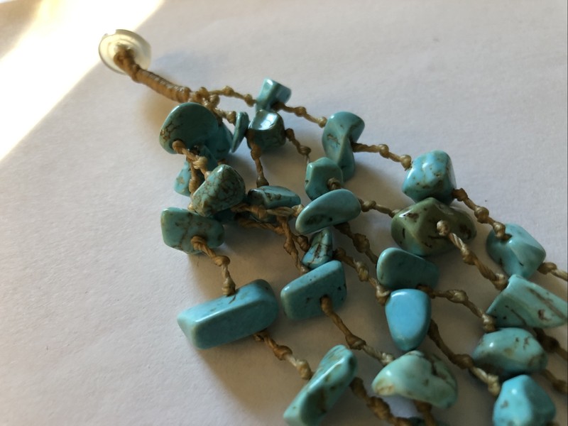 Tumbled Blue Stone Stone Multi Strand Bracelet Rope with a Toggle Clasp 8” gallery