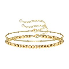 18K Gold Plated Waterproof None Tarnish Beads Bracelet