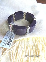 MACY’S NWT Byzantium Purple Resin & Glass Crystals Expandable A+ Bangle Bracelet