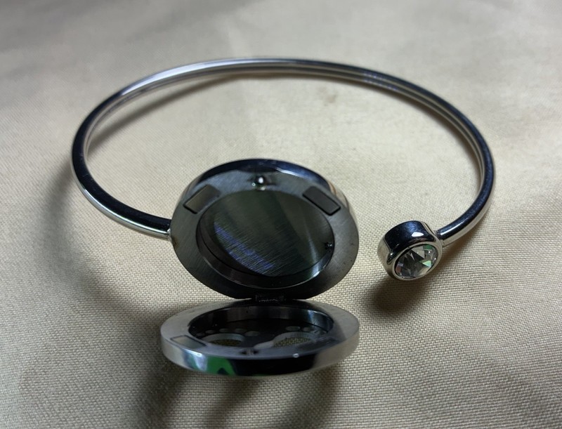 Stainless Steel Aromatherapy Open Cuff Bangle Chrystal Charm gallery