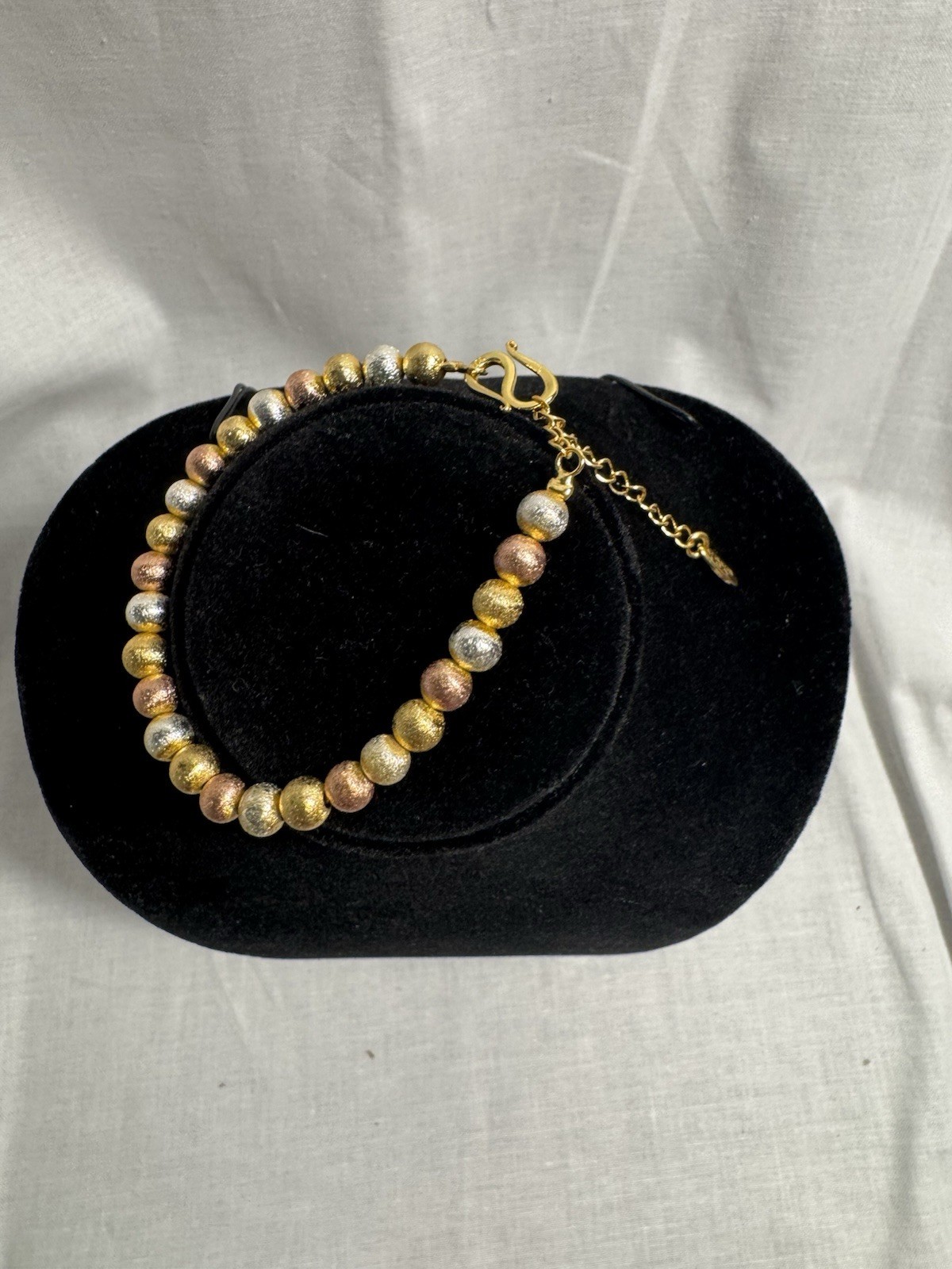 Gold Tone brass plated Beaded Cable Chain Bracelet Adjustable gallery
