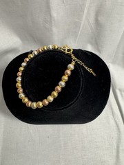 Gold Tone brass plated Beaded Cable Chain Bracelet Adjustable