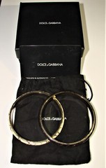 2 DOLCE & GABBANA D&G MADE IN ITALY SNAKESKIN PYTHON BANGLE BRACELETS AUTH. CARD