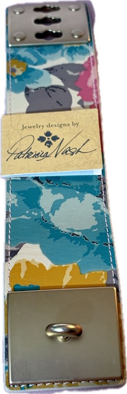 Patricia Nash 1st Bloom Floral Leather Pattern Triple Turn Lock Cuff Bracelet gallery