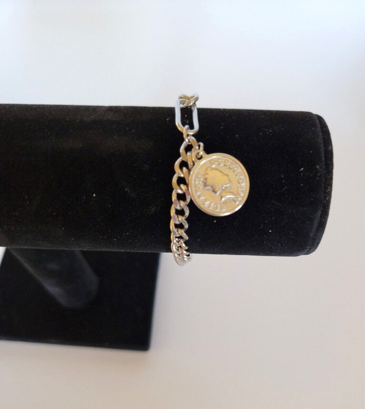 Adornia Coin Mixed Chain Bracelet Paper Clip and Curb Chains New MSRP $140 gallery
