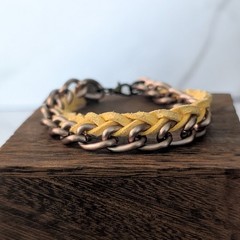 Twisted Dusky Yellow and Bronze Tone Bracelet – Fair Condition