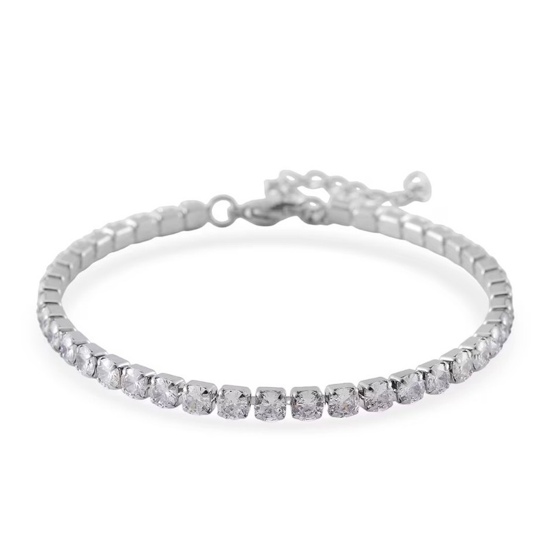 Pair of Simulated Diamond Tennis & Herringbone Bracelet Stainless Steel 7.50-9in gallery
