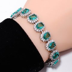 Apatite, CZ 925 Sterling Silver Adjustable Bracelet 7-8″ B141818, Gift for her
