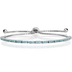925 Sterling Silver Blue Cubic Zirconia Wrap Tennis Bracelet 7.5 inch Round