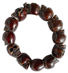 Elastic Bracelet – 12 Detailed Resin Skull Beads, 17mm Each, 6″ Stretching to 8″