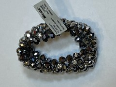 Nicole New Beads Silver Metal Rhinestones Bracelet Elastic Stretch Womens 6″+