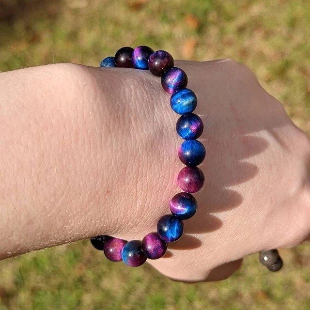 Galaxy Tiger Eye 8mm Beaded Healing Protection Strength Stretchy Bracelet Gifts gallery