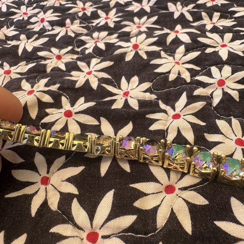 Park Lane Impressions Bright Iridescent Rhinestone Chunky Bracelet Gold XL gallery
