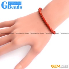 Natural Stone Red Jasper Beaded Stretchy Bracelet 7″ Free Shipping Handmade