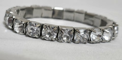 Rhinestone, Silver Tone Stretch Bracelet
