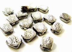 Flat Flowers Charms Rectangular 18 x 10 mm Silver color Charms DIY Making 14 pc