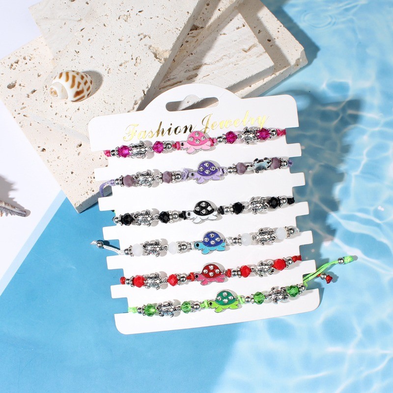 6Pcs Colorful Turtle Charm Beaded Bracelets Summer Beach Jewelry Gift gallery