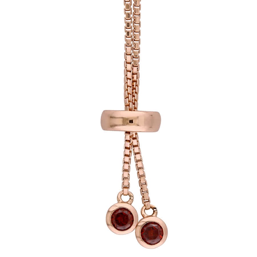 AMOUR 3 3/4 CT TGW Garnet Tassel Bolo Bracelet In Rose Plated Sterling Silver gallery