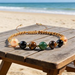 Citrine Moss Agate Tourmaline Tiger’s Eye Dainty Bracelet Abundance Jewelry