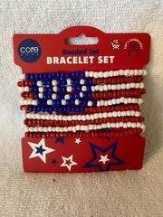 CORE patriotic flag USA beaded bracelet red white blue